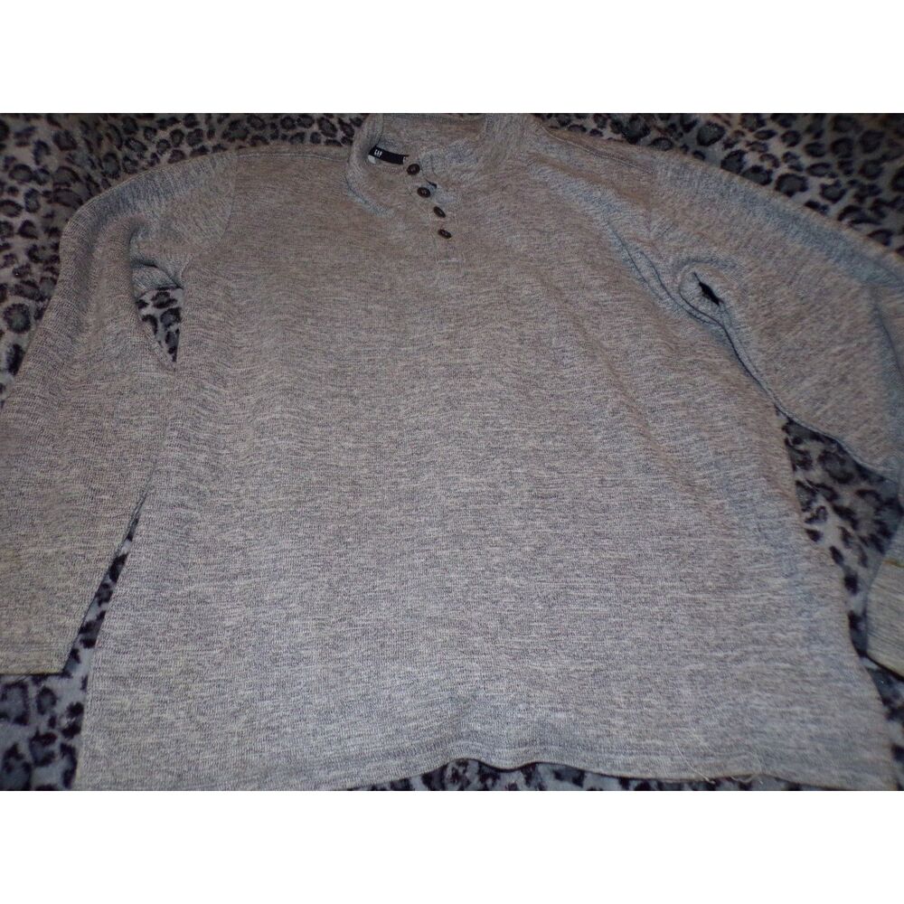 Gap gray pullover button front sweatshirt sweater size xl long sleeve